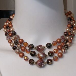 Vintage fancy beads layered bib statement necklace